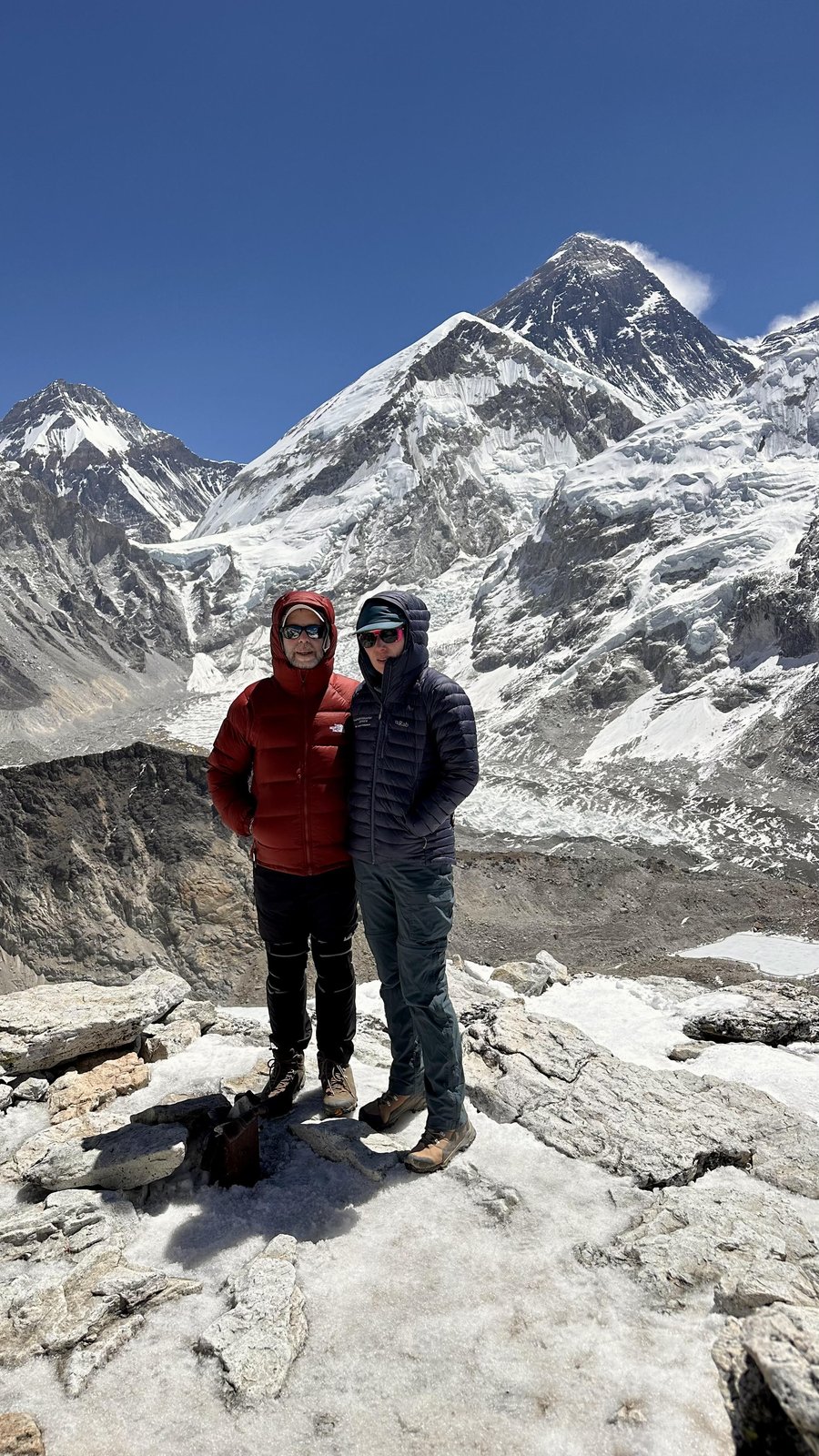 The view from the top of Kala Patthar at 18,570 feet, with the Himalayas behind